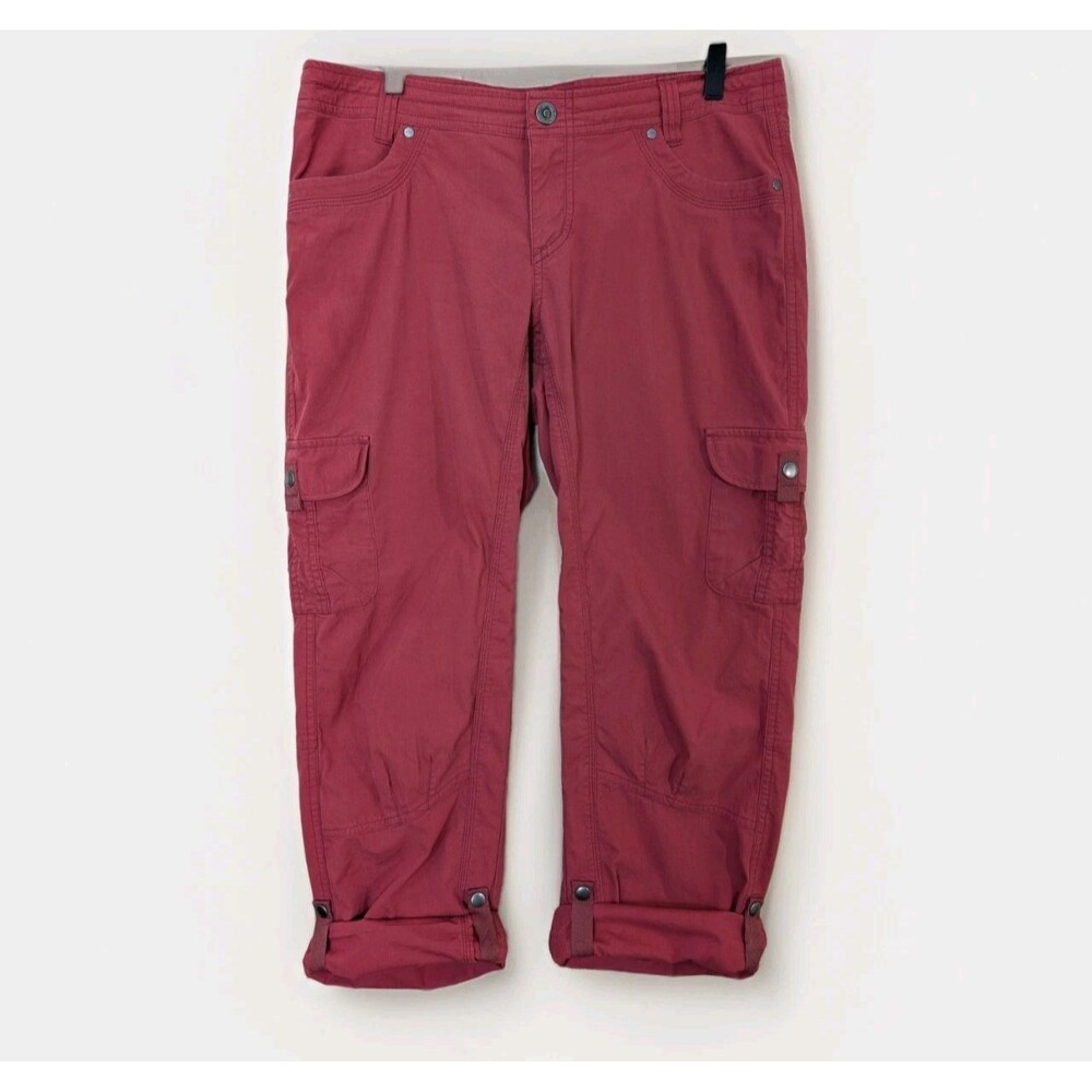 Kuhl Womens 12 Red Splash Cargo Pants Roll Up Hiking Quick Dry Stretch